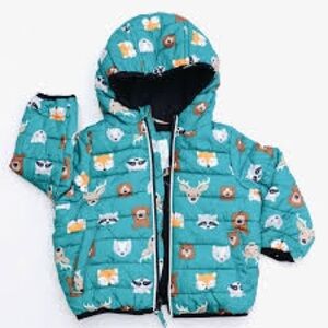 Falls Creek Kids' Teal Animal Puffer Print Jacket Size 19 Month